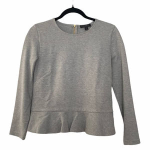 NEW J Crew Womens Tulle Hem Peplum Crewneck Sweatshirt Sweater Grey XXS